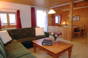 Das große, gemütliche Wohnzimmer der Familienwohnung.