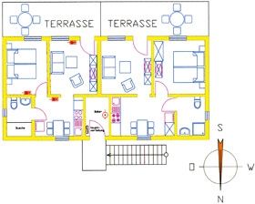 Grundriss Typ 1/2 rechts Grundriss der Ferienwohnung Typ 1/2 mit 40m² Wohnfläche, 1 bis 2 Personen