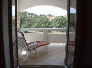 Apartment 1 Blick vom Wohnzimmer auf einen Teil der Terrasse