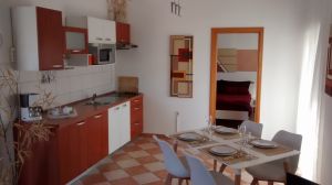 Apartment 1 vollausgestattete Küche mit Spülmaschine, Cerankochfeld und Dunstabzughaube, Kühlschrank mit Gefrierfach, Microwelle mit Backfunktion, Kaffeemaschine, Toaster, usw.