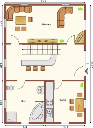 Grundriss Erdgeschoss Ferienhaus Stift Ennenbach