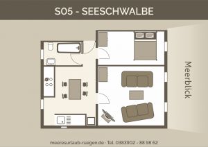 Bild 2: S05 Rügen, große behagliche Fewo mit Charme, zentrale Lage über dem Meer