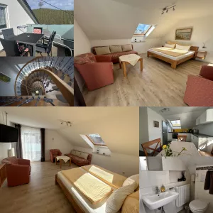 1 Zimmer-Apartment mit kombiniertem Wohn-Schlafzimmer (Doppelbett 1,80x2,00 m, Schlafcouch) Flachbild TV, Wecker, großer Balkon. Separate Wohn-Eßküche mit Blick zum Weinberg, kleines Bad mit Dusche/WC. Kleiderschrank, Safe und Garderobe im Flurbereich.