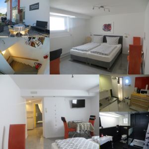 Kellerstudio E Bikers Home im Kellergeschoss, ohne Aussicht (Fenster mit Lichtschacht) für Kurzurlaube (1-4 Nächte) geeignet. Ausstattung: Schlaf-Eß-Zimmer,Doppelbett 1,80x2,00 m, Single-Küche, Bad (DU/WC), kontrollierte Belüftung, zusätzliches Entfeuchtungsgerät, steile Kellertreppe