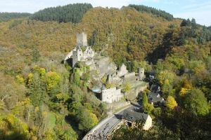 Manderscheider Burgen Die Ober- und Unterburg zu Manderscheid liegen wunderschön in den Wäldern der Vulkaneifel, direkt am berühmten Lieser-Pfad.