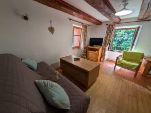 gemütliches Wohnzimmer mit Sitzcouch, Stühlen