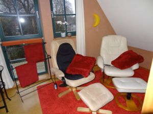 Wellnessraum, aus der Sauna gesehen