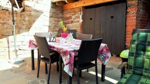 Aussenbereich Der Aussenbereich:
Zum Haus gehört ein schöner eingemauerter Innenhof, in dem es sich sehr gut Grillen lässt. Über ein kleines Törchen und eine Treppe kommt man direkt hinauf zu den Feldern, Weiden und Wiesen, wo man hervorragend mit dem Hund laufen kann. Zum Wald, in dem es sich dann richtig gut wandern lässt, ist es auch nicht weit.
Der Aussenbereich ist ebenfalls so gut ausgestattet wie der Rest des Hauses und ausbruchssicher für Hunde.
Sonnenliegen und Sonnenschirme laden zum Sonnenbad auf unserer wunderschönen Terrasse ein - auf der man einfach nur entspannen und sich wohlfühlen kann.
Ein großer Tisch mit 6 Stühlen sowie ein Grill stehen zur Verfügung.