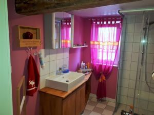 Kleines Bad im UG Kleines Bad im UG
Das kleine Bad im UG ist mit WC, Waschbecken, Spiegelschrank und Dusche ausgestattet.
Ebenso mit einem kleinem Föhn sowie diversen Kosmetikartikeln.