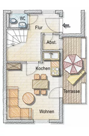 Bild 11: Hooksiel: Fewo MUSCHEL. Zentral, strandnah, Terrasse+Balkon, max. 2 Hunde!