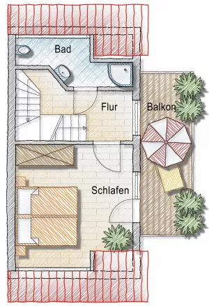 Bild 12: Hooksiel: Fewo MUSCHEL. Zentral, strandnah, Terrasse+Balkon, max. 2 Hunde!