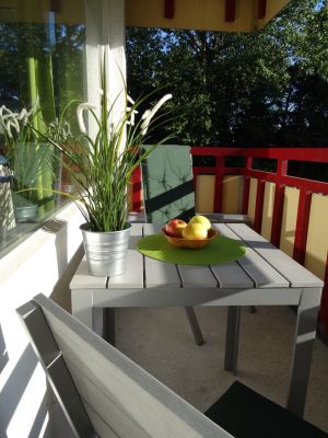 bietet den Blick ins grüne und den dahinter liegenden Deich.