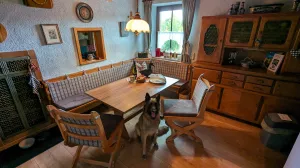 freistehendes Ferienhaus mit komplett eingezäunten Garten und privatem Swimmingpool
Küche mit Spülmaschine, Mikrowelle, Herd uvm