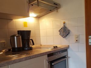Moderne Küchenzeile Die kleine Küche beinhaltet alles, was Sie benötigen um sich Frühstück und Mahlzeiten zuzubereiten.