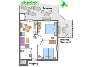 Bild 1: Landhaus am Teich - Ferienhaus türkis - Saaler Bodden - Ostsee