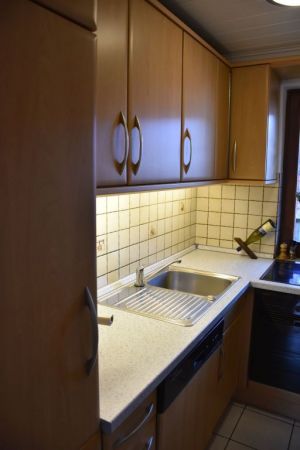 Küche mit Geschirrspüler, Kühlschrank, Kaffemaschine, Cappucinomaschine und allem, was man so braucht.