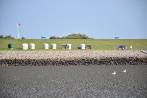 Blick bei Ebbe auf den Strand - nur wenige Minuten entfernt.