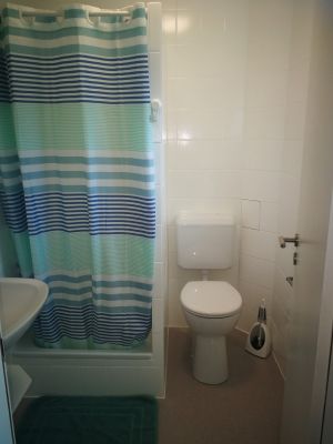 Badezimmer mit Dusche + erhöhtem WC