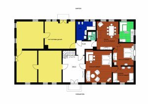 Hier ist der Grundriss mit Kennzeichnung des Ferienwohnungsbereiches