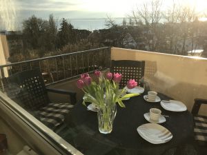 mit schönem See- und Alpenblick