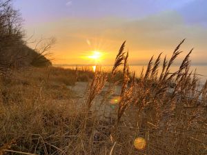 Machen Sie einen Spaziergang und erleben Sie einen atemberaubenden Sonnenuntergang über der weißen Wiek. Wenn die Sonne langsam untergeht, taucht sie den Himmel und das Meer in ein magisches Licht und sorgt für eine unvergessliche Atmosphäre.