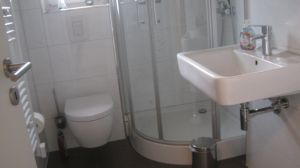 WC, Bidet, Runddusche aus Glas