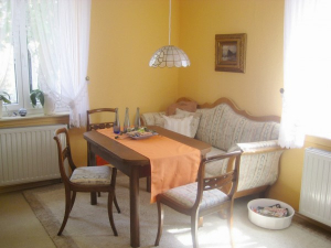 gemütliches Wohn- und Esszimmer mit Ausziehsofa